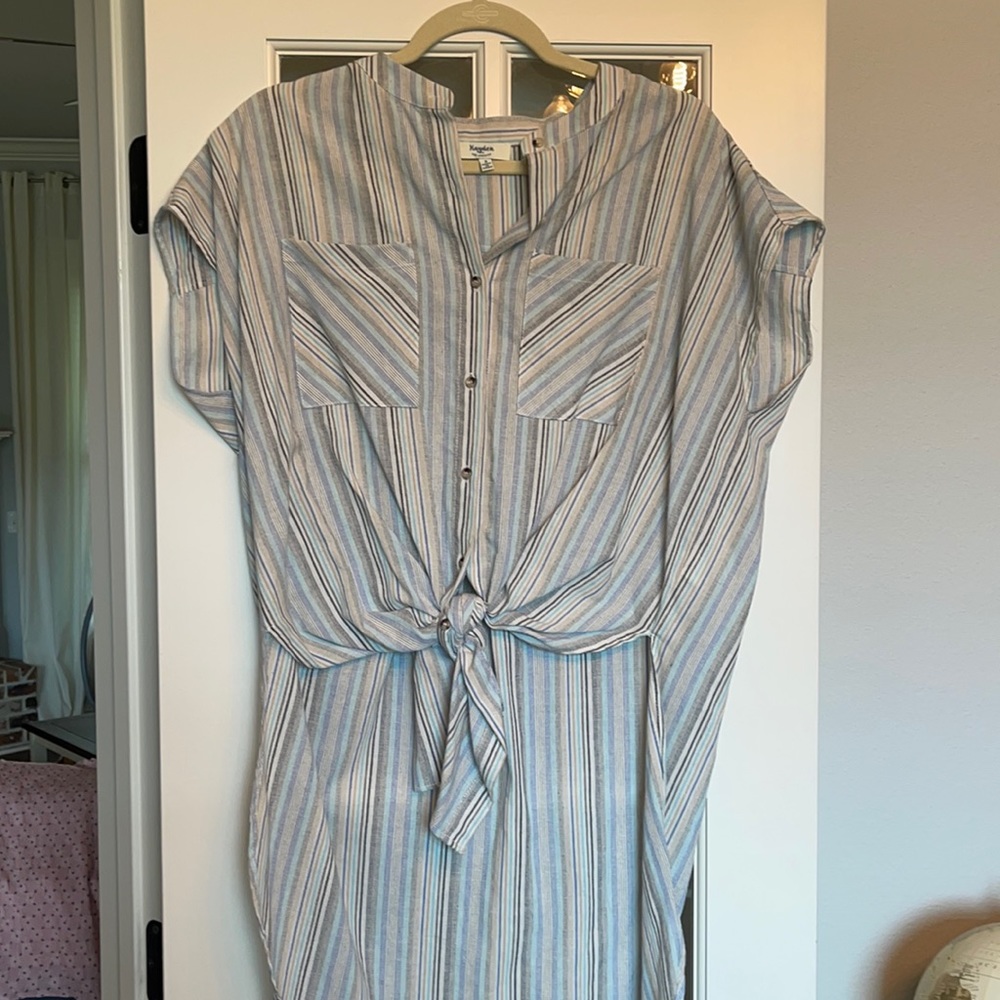 High Low Tie Striped Shirt